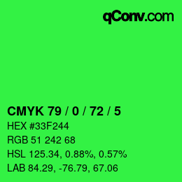Farbcode: CMYK 79 / 0 / 72 / 5 | qconv.com