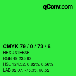 Color code: CMYK 79 / 0 / 73 / 8 | qconv.com