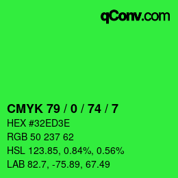 Color code: CMYK 79 / 0 / 74 / 7 | qconv.com