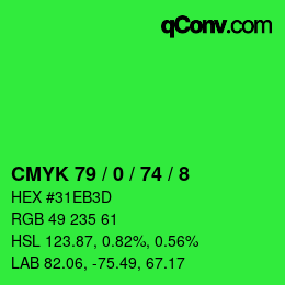 Color code: CMYK 79 / 0 / 74 / 8 | qconv.com