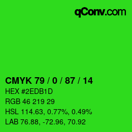 カラーコード: CMYK 79 / 0 / 87 / 14 | qconv.com