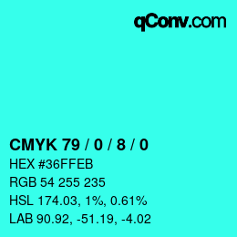 Color code: CMYK 79 / 0 / 8 / 0 | qconv.com