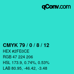 Color code: CMYK 79 / 0 / 8 / 12 | qconv.com