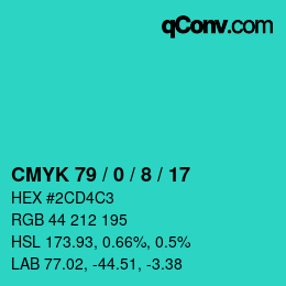 Color code: CMYK 79 / 0 / 8 / 17 | qconv.com