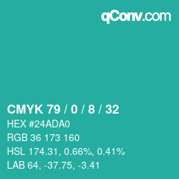 Color code: CMYK 79 / 0 / 8 / 32 | qconv.com