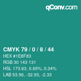 Color code: CMYK 79 / 0 / 8 / 44 | qconv.com