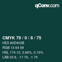 Color code: CMYK 79 / 0 / 8 / 75 | qconv.com