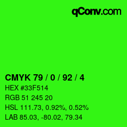 颜色代码: CMYK 79 / 0 / 92 / 4 | qconv.com