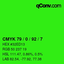 颜色代码: CMYK 79 / 0 / 92 / 7 | qconv.com