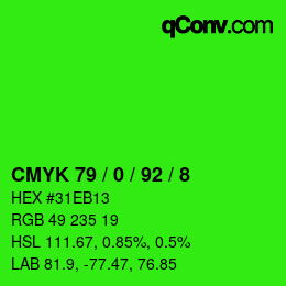 Color code: CMYK 79 / 0 / 92 / 8 | qconv.com