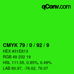 颜色代码: CMYK 79 / 0 / 92 / 9 | qconv.com