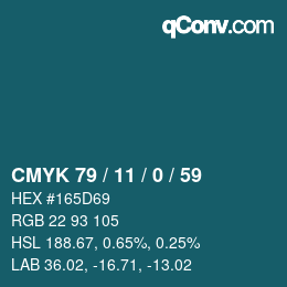 Color code: CMYK 79 / 11 / 0 / 59 | qconv.com