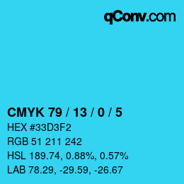 Color code: CMYK 79 / 13 / 0 / 5 | qconv.com