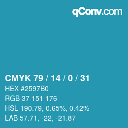 颜色代码: CMYK 79 / 14 / 0 / 31 | qconv.com