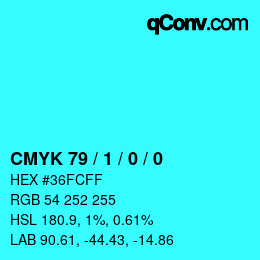 カラーコード: CMYK 79 / 1 / 0 / 0 | qconv.com