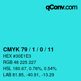 Color code: CMYK 79 / 1 / 0 / 11 | qconv.com