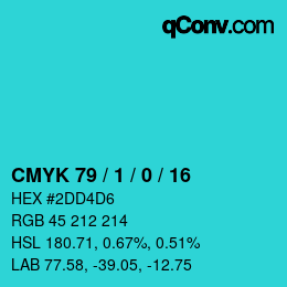 颜色代码: CMYK 79 / 1 / 0 / 16 | qconv.com