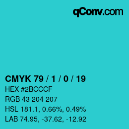 カラーコード: CMYK 79 / 1 / 0 / 19 | qconv.com