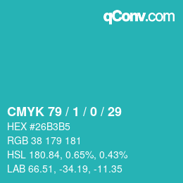 Color code: CMYK 79 / 1 / 0 / 29 | qconv.com