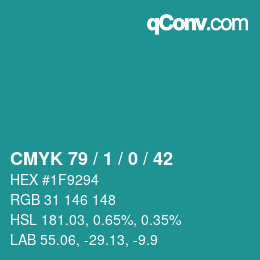 Color code: CMYK 79 / 1 / 0 / 42 | qconv.com