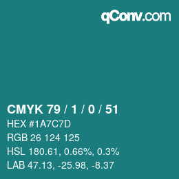 Color code: CMYK 79 / 1 / 0 / 51 | qconv.com