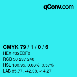 颜色代码: CMYK 79 / 1 / 0 / 6 | qconv.com