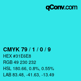 颜色代码: CMYK 79 / 1 / 0 / 9 | qconv.com