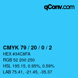 Color code: CMYK 79 / 20 / 0 / 2 | qconv.com