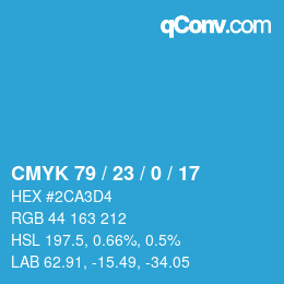 Farbcode: CMYK 79 / 23 / 0 / 17 | qconv.com