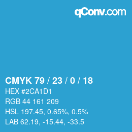 カラーコード: CMYK 79 / 23 / 0 / 18 | qconv.com