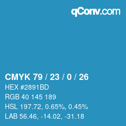 カラーコード: CMYK 79 / 23 / 0 / 26 | qconv.com
