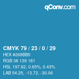 Color code: CMYK 79 / 23 / 0 / 29 | qconv.com