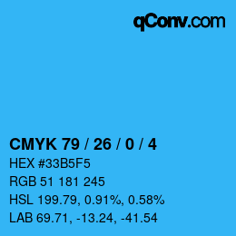 カラーコード: CMYK 79 / 26 / 0 / 4 | qconv.com