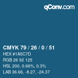 颜色代码: CMYK 79 / 26 / 0 / 51 | qconv.com