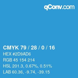颜色代码: CMYK 79 / 28 / 0 / 16 | qconv.com