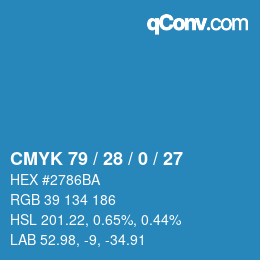 Color code: CMYK 79 / 28 / 0 / 27 | qconv.com