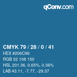 Color code: CMYK 79 / 28 / 0 / 41 | qconv.com