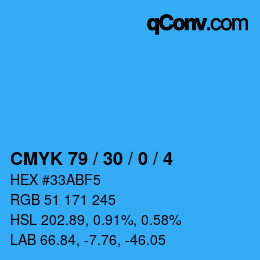 Color code: CMYK 79 / 30 / 0 / 4 | qconv.com