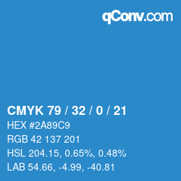 Color code: CMYK 79 / 32 / 0 / 21 | qconv.com