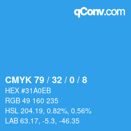 カラーコード: CMYK 79 / 32 / 0 / 8 | qconv.com