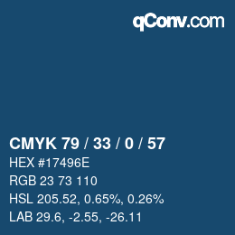 Color code: CMYK 79 / 33 / 0 / 57 | qconv.com
