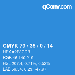 カラーコード: CMYK 79 / 36 / 0 / 14 | qconv.com