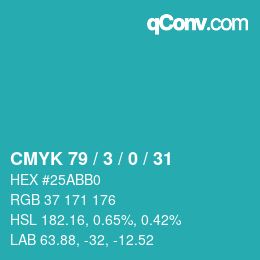 颜色代码: CMYK 79 / 3 / 0 / 31 | qconv.com