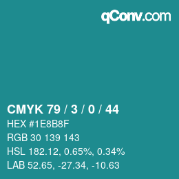 颜色代码: CMYK 79 / 3 / 0 / 44 | qconv.com
