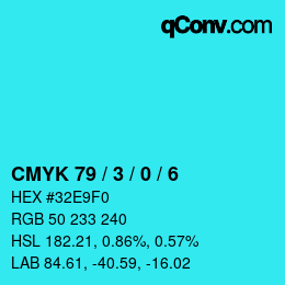 Color code: CMYK 79 / 3 / 0 / 6 | qconv.com