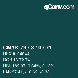 颜色代码: CMYK 79 / 3 / 0 / 71 | qconv.com