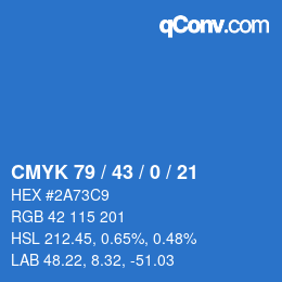 Farbcode: CMYK 79 / 43 / 0 / 21 | qconv.com
