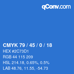 颜色代码: CMYK 79 / 45 / 0 / 18 | qconv.com