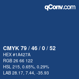 Color code: CMYK 79 / 46 / 0 / 52 | qconv.com