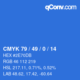 カラーコード: CMYK 79 / 49 / 0 / 14 | qconv.com